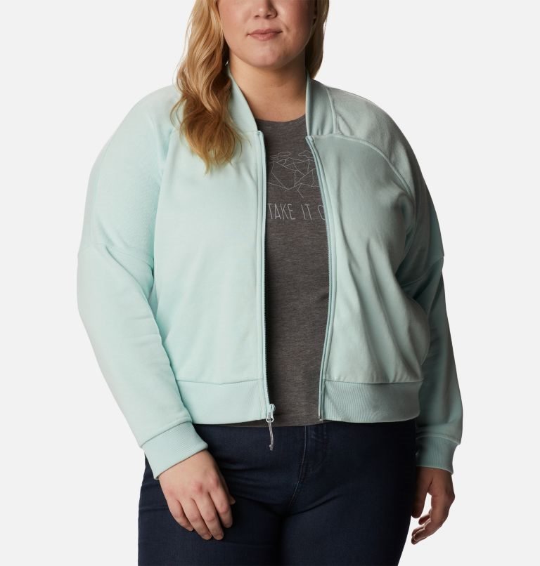 Women's Columbia Lodge French Terry Full Zip Jackets Mint | Plus Size CA-W06AL